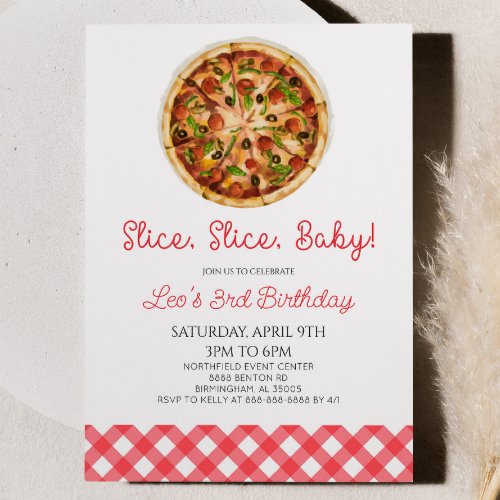 Slice Slice Baby Pizza Birthday Party Invitation