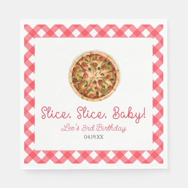 Slice, Slice, Baby! Pizza Birthday Party Napkins (Front)