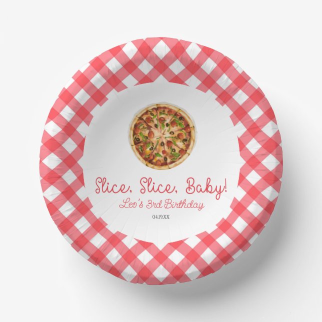 Slice, Slice, Baby! Pizza Birthday Party Paper Bowls (Front)