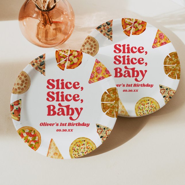 Slice, Slice, Baby! Pizza Birthday Party Paper Plates (Creator Uploaded)