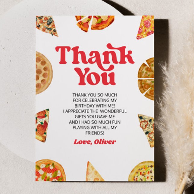 Slice Slice Baby! Pizza Birthday Party Thank You Card (Creator Uploaded)