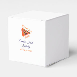 Slice Slice baby pizza brown blue 1st birthday Favor Boxes