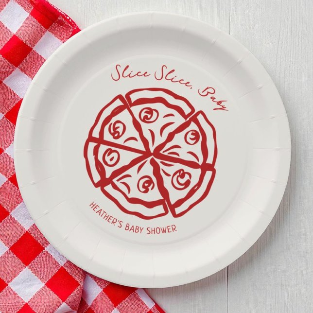 Slice Slice Baby Pizza Ciao Baby Shower Paper Plates (Creator Uploaded)