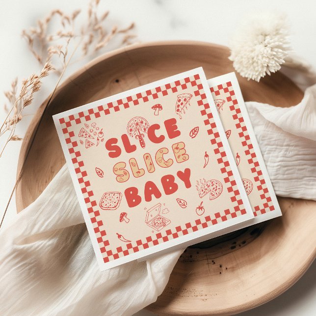 Slice Slice Baby Pizza Hand Drawn Baby Shower Napkins (Creator Uploaded)