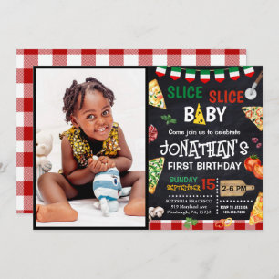 Slice Slice Baby Pizza Party 1st Birthday Invitation