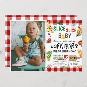 Slice Slice Baby Pizza Party 1st Birthday Invitation