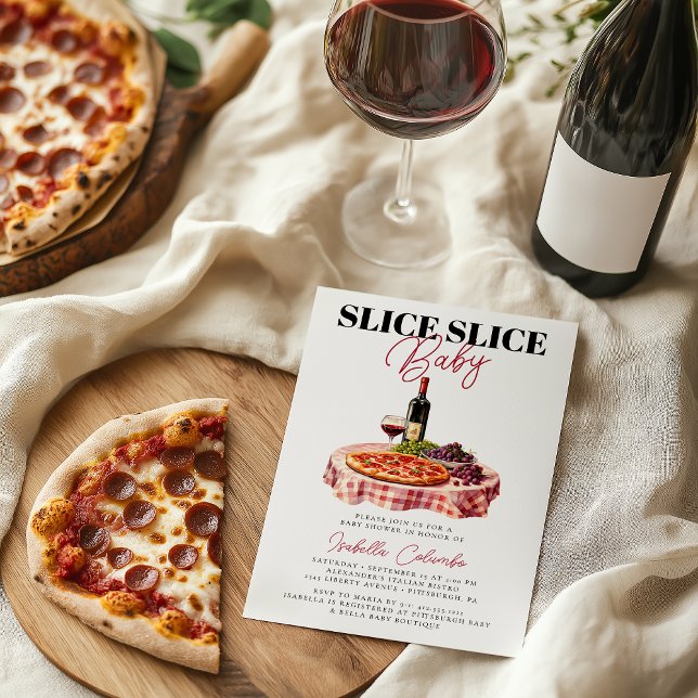 Slice Slice Baby Pizza Party  Baby Shower  Invitation (Slice Slice Baby )