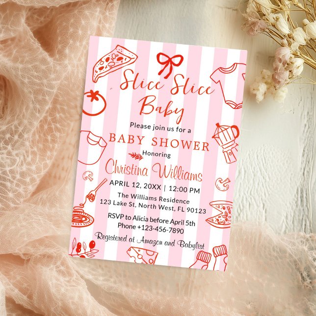 Slice Slice Baby Pizza Shower Invitation (Slice Slice Baby Pizza, Baby Shower Invitation)