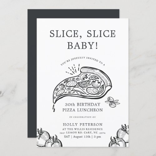 Slice Slice Baby  Pizza Themed Birthday Luncheon Invitation