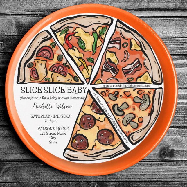 Slice Slice Baby Rustic Pizza Gender Neutral Invitation (Creator Uploaded)