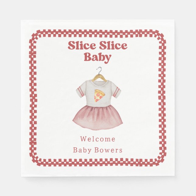 Slice Slice Baby Shower Pizza Dress Napkins (Front)
