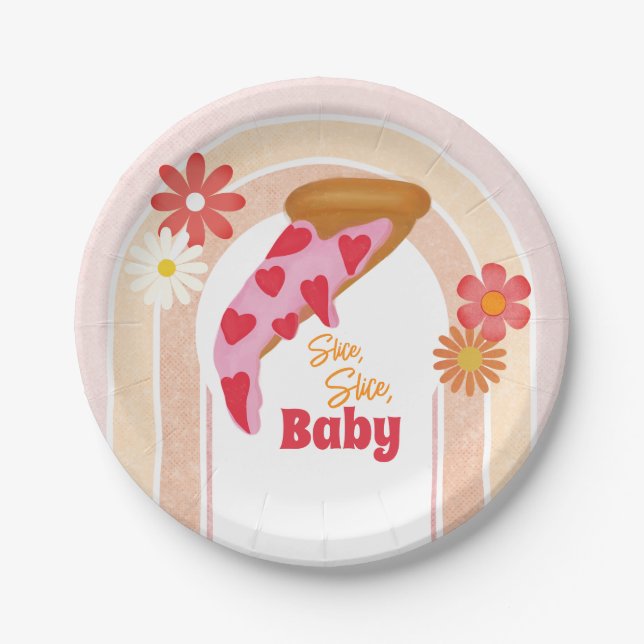 Slice Slice Baby Shower Pizza Party   Paper Plates (Front)