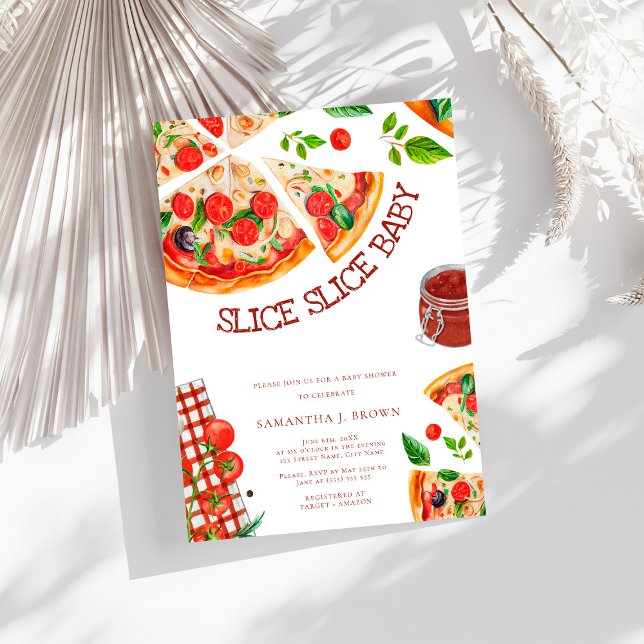 Slice Slice Baby Trendy Pizza Baby Shower Invitation (Creator Uploaded)
