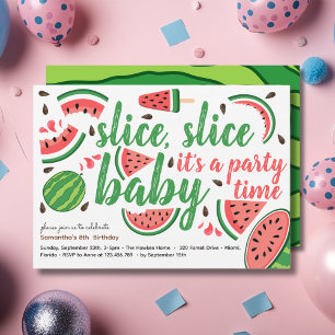 Slice, slice baby watermelon birthday party invitation