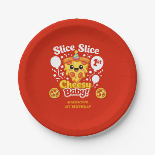 Slice Slice Cheesy Baby Pizza 1st Birthday Paper Plates