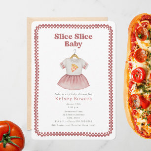 Slice Slice Girl Baby Shower Pizza Dress Invitation