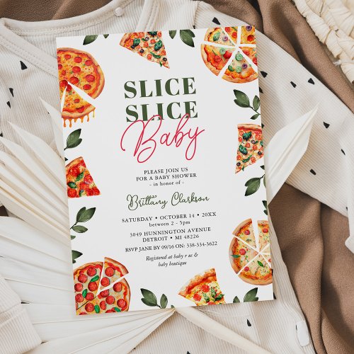 Slice Slice Pizza Baby Shower Invitation