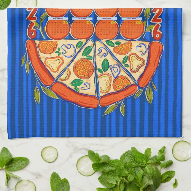 Slice up your schedule for 2026 calendar kitchen towel (Folded)