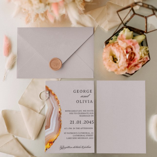 Sliced Agate Abstract Wedding Invitation (Creator Uploaded)