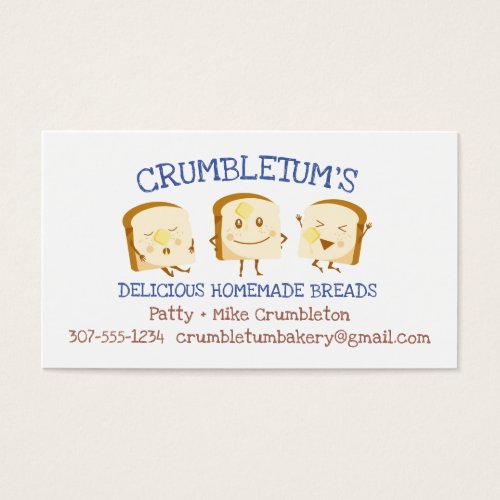 Sliced bread butter baking bakery business card