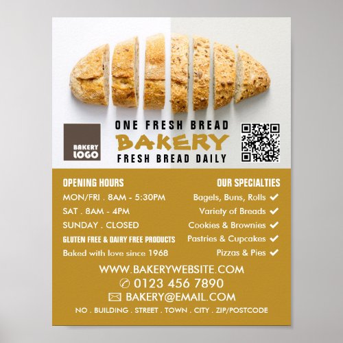 Sliced Bread Loaf Bakers Bakery Store Advert Poster