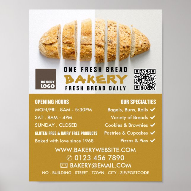 Sliced Bread Loaf, Bakers, Bakery Store Advert Poster (Front)