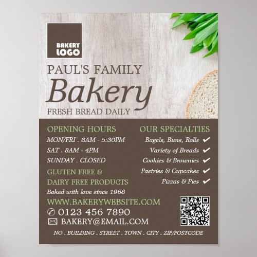 Sliced Bread on Board Bakers Bakery Store Poster