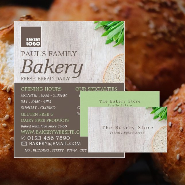 Sliced Bread on Board, Bakery Business Card (Creator Uploaded)