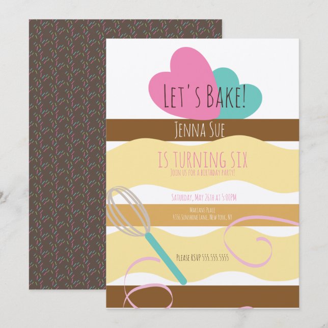 Sliced Cake Decorating Birthday Swirl Sprinkles  Invitation (Front/Back)