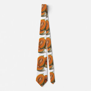 Sliced cantaloupe melon illustration neck tie