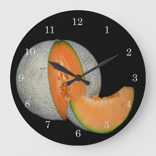 Sliced Cantaloupe Melon Large Clock (Front)