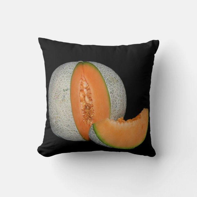 Sliced Cantaloupe Melon Throw Pillow (Front)