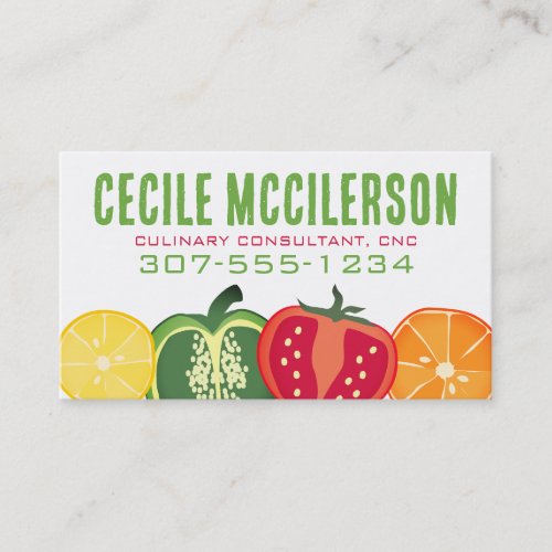 sliced fruit vegetable chef catering business ccar business cards
