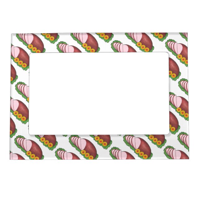 Sliced Glazed Easter Dinner Christmas Holiday Ham Magnetic Photo Frame (Front)