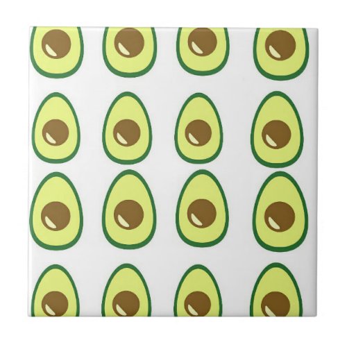 Sliced green avocado on white ceramic tile