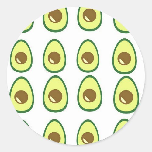 Sliced green avocado on white classic round sticker