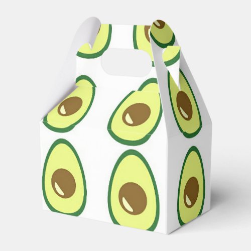 Sliced green avocado on white favor box