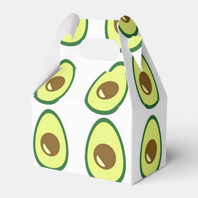 Sliced green avocado on white favor boxes (Front Side)