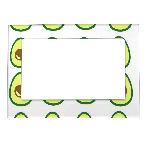 Sliced green avocado on white magnetic frame