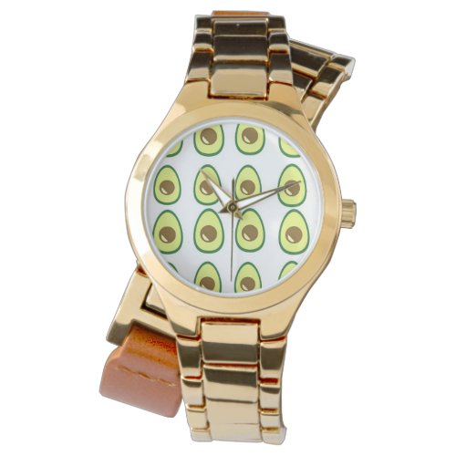 Sliced green avocado on white watch