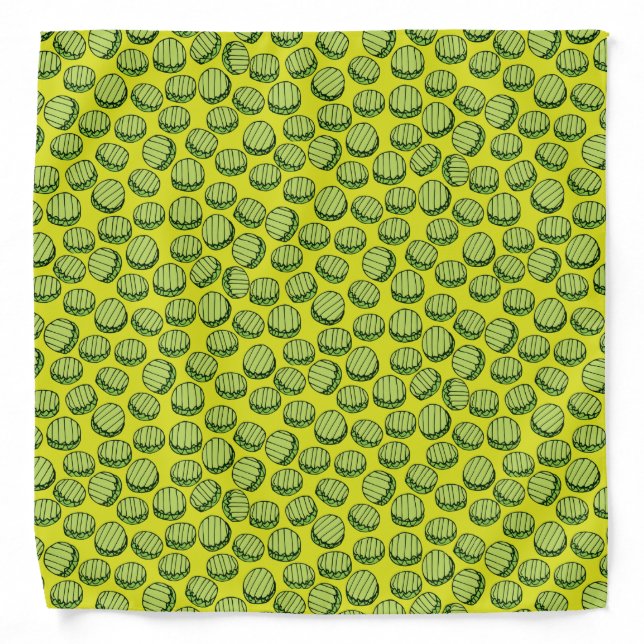 Sliced Green Pickles Funny Food Pattern Bandana (Front)