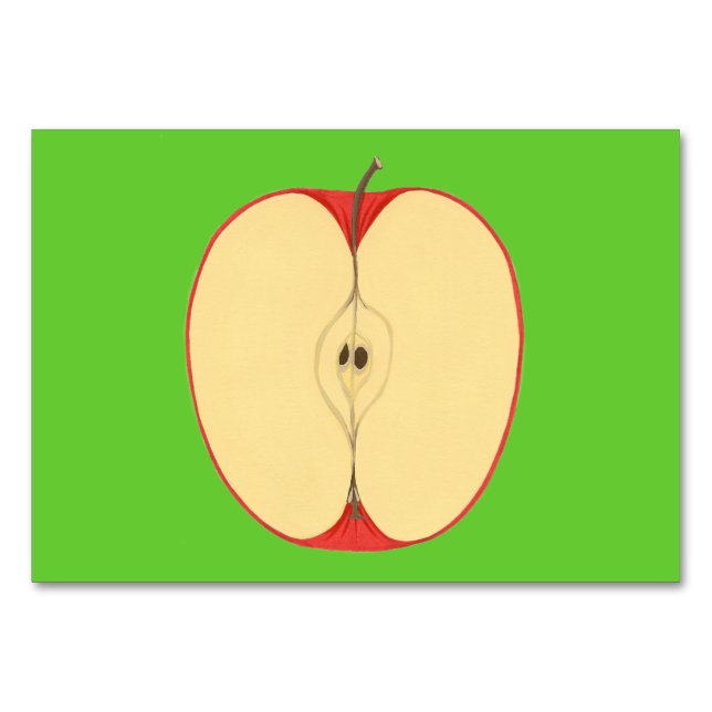 Sliced half apple Reading Flashcards for adults Table Number (Front)