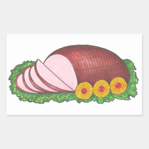 Sliced Ham Holiday Christmas Easter Dinner Rectangular Sticker