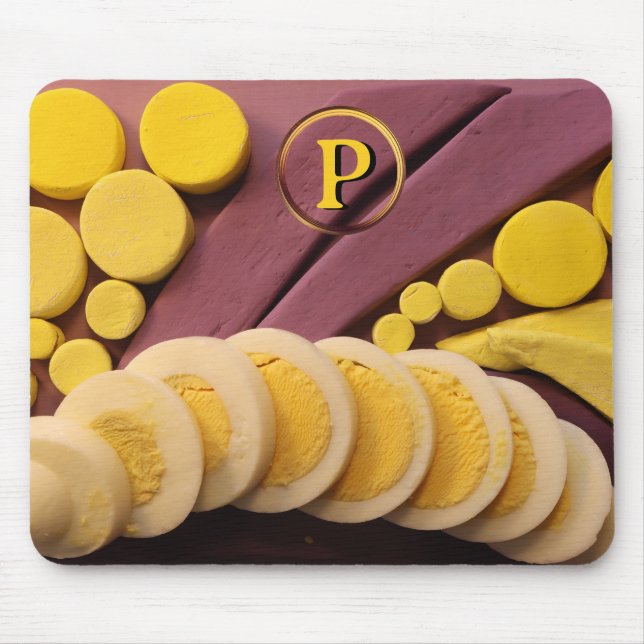 Sliced Hard Boiled Egg Yellow Yolk Folk Art Mouse Pad (Front)