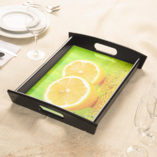 Sliced Lemon and Water Drops Serving Tray