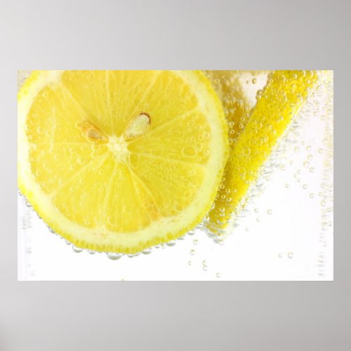 Sliced lemon in water poster