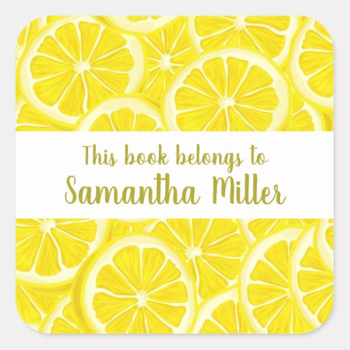Sliced Lemons Design Bookplate Sticker
