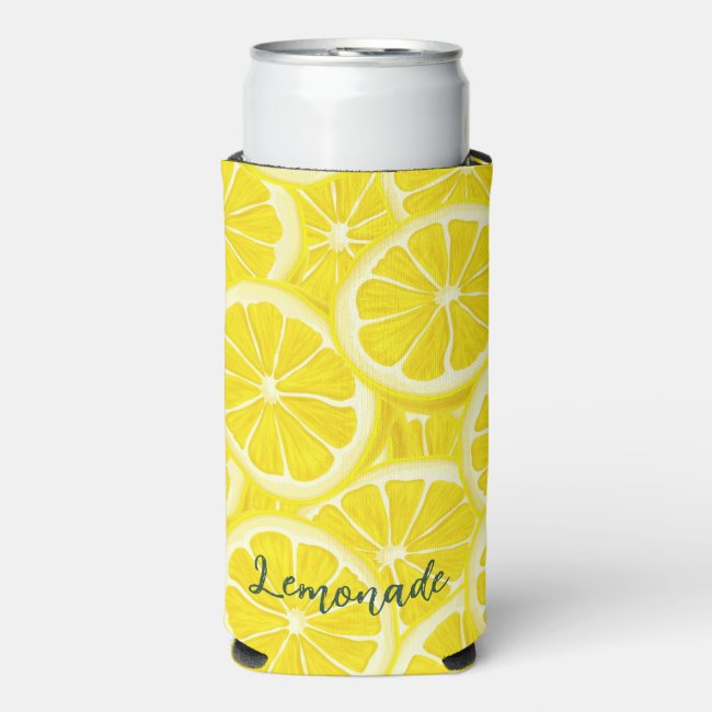 Sliced Lemons Design Seltzer Can Cooler