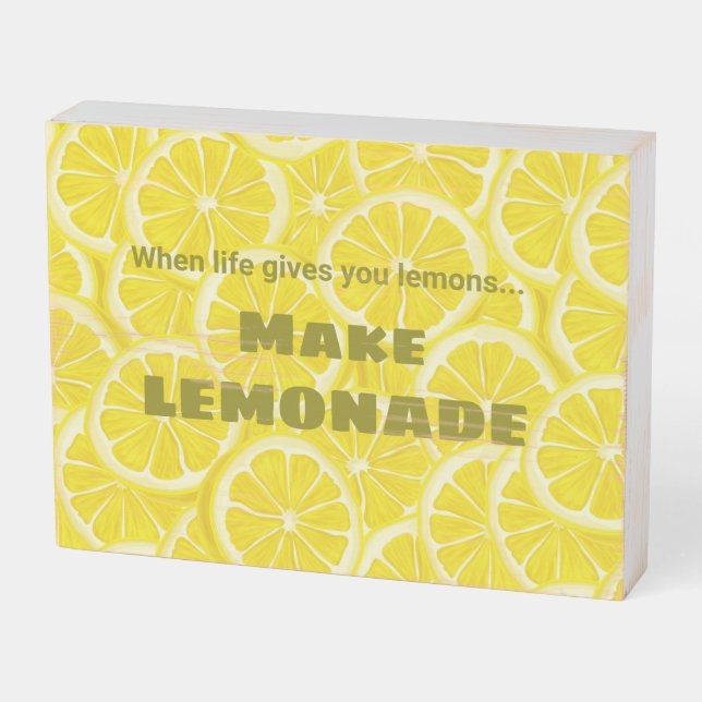 Sliced Lemons Design Wood Box Sign (Angled Horizontal)