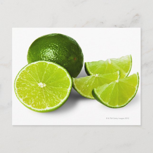 Sliced lime wedge, on white background, cut out postcard (Front)